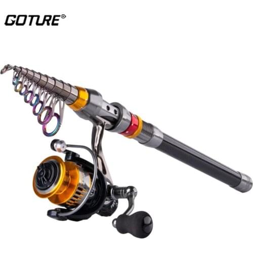 Goture Fishing Rod Combo 1.8M - 3.6M Carbon Fiber Telescopic Fishing Rod + Spinning Reel FBE3000 Sea Boat Rock Fishing Set