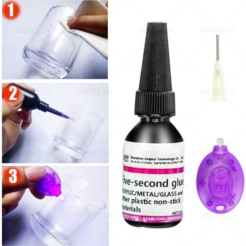 UV Glue Caulk Adhesives Sealers Liquid light Glue UV Lamp 5 Seconds Fix Repair Glass Plastic Light Model Ceramics Line 10g 30g