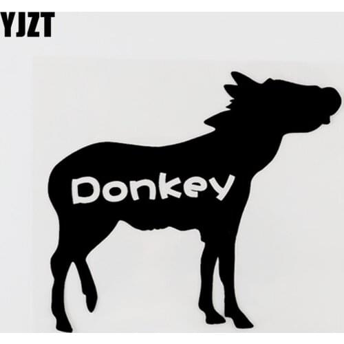 YJZT 13CM×11.4CM For Animal Donkey Vinyl Car Sticker Bumper Decal Black/Silver 8C-0415