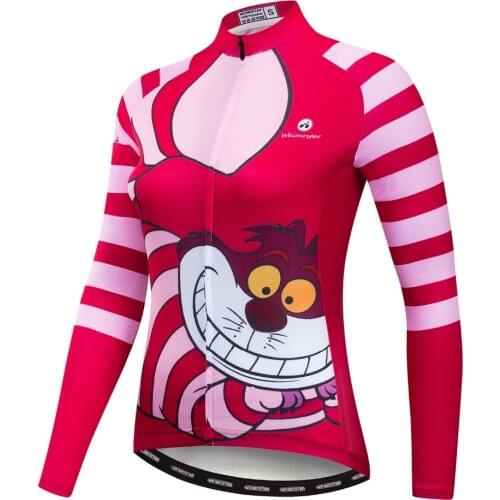 2019 Cycling jersey long sleeve Women Bike jersey MTB Top Pro Team racing Road Mountain Maillot Ropa Ciclismo Red cartoon white