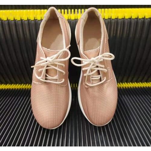 Q36 Summer Shoes For Women 2021 Vulcanize Sneakers PU Designer Ballet Flats Lace-Up Fashion Casual Platform Sports Walking Shoe