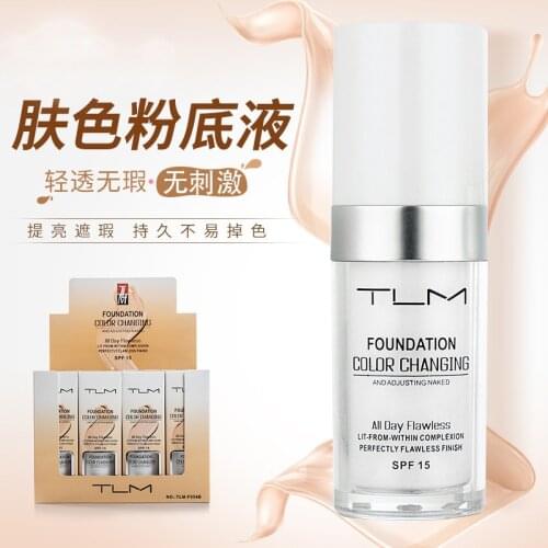 1pcs 30ml TaylorMade TLM Temperature Change Complexion Liquid Foundation Brightens Portable Concealer Long Lasting