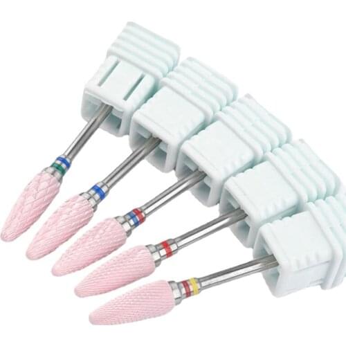 1pcs Pink Ceramic Nail Drill Bits Bullet Design Rotary Cutter for Manicure Nail Milling Machine Accessories Remove Nail Gel Tool