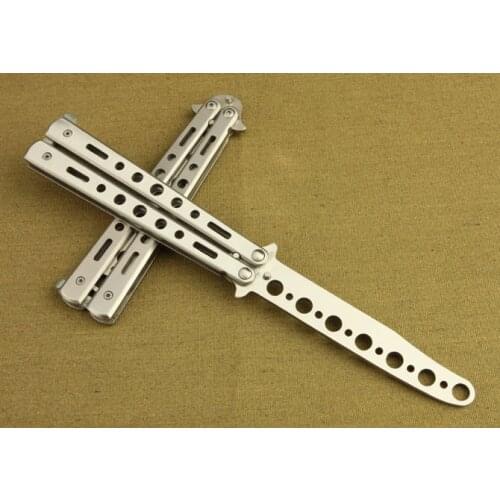 1PC Solid Steel Butterfly Knife No Edge Penknives Folding Not Sharp Training With Nylon Scabbard Outdoor Equipment KX 254