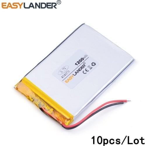 10pcs /Lot 3.7v lithium Li ion polymer rechargeable battery 404070 1200MAH For dvr GPS,mp3,mp4,speak PDA Tools andorid phone