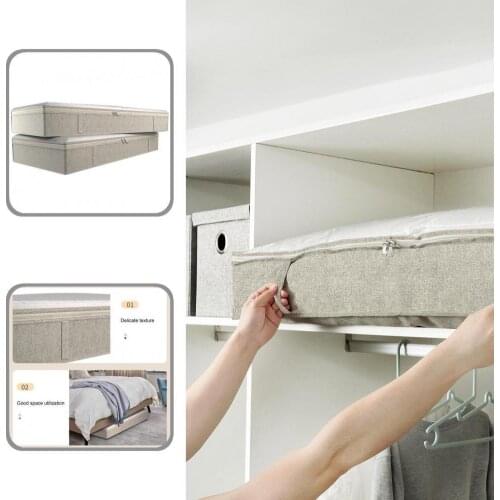 Non Woven Fabric 2Pcs Multifunctional Foldable Clothes Holder Grey Quilt Storage Bag Large Capacity for Closet