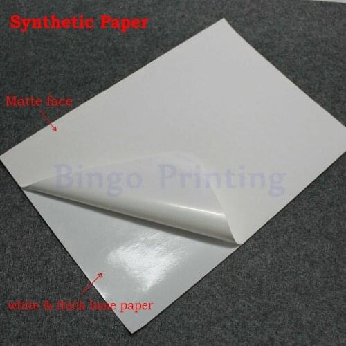 50 X A4 Waterproof Sticker Polymer Synthetic Paper Sticker Only For Laser Printer 210mm x 297mm