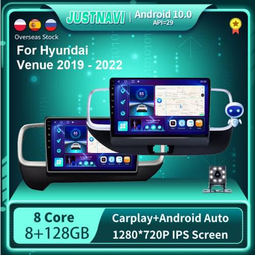 JustNavi Car Radio For Hyundai Venue 2019 2020 Android 10.0 Bluetooth Carplay Multimedia Player Stereo GPS Navigation 6G 128G 9"
