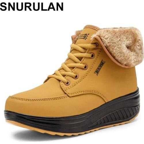 SNURULAN Womens Faux Fur Warm Ankle Boots, Winter Fashion Boots, Lace-up Ankle Boots, Warm Fur Shoes, Boots C902
