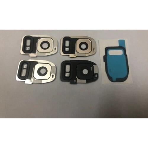 For Samsung Galaxy S7 G930F S7 Edge G935F Housing Back Camera Lens Glass Cover with Camera Ring Metal Holder with Sticker