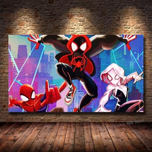 Spiderman painting on hat canvas poster marvel superhero wall art picture interior decoration painting Cuadros comics