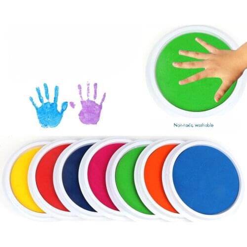 Colored DIY Ink Pad Stamp, Washable Finger Painting Craft Inkpad Large Round for Kids Rubber Stamp, Scrapbooking Cards