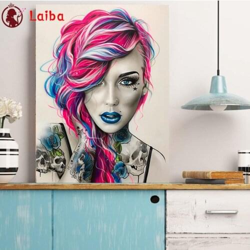 Home art Diamond Painting Tattoo Fashion Trendy Woman 5d DIY Diamond Embroidery full Square Round Diamond Mosaic rhinestone