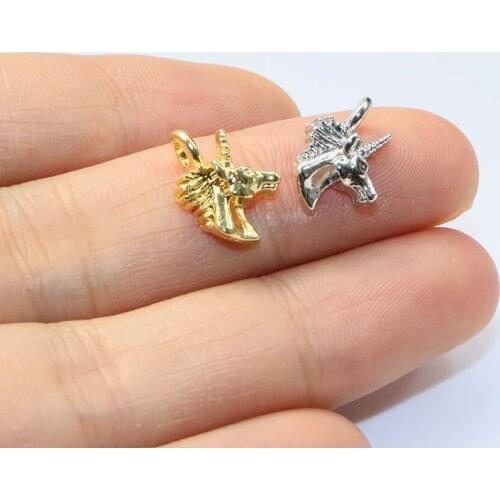 Eruifa 20pcs 12*10mm Unicorn Gold/Silver Plated Bee Zinc Alloy Charms Pendant Jewelry DIY Necklace Bracelet Earrings 2 Colors