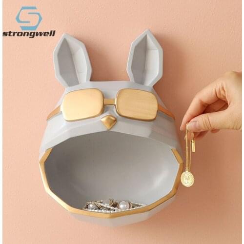 Strongwell European Modern Wall Decor Storage Ornament Cool Dog Figurines Household Supplies Home Decoration Artware Container