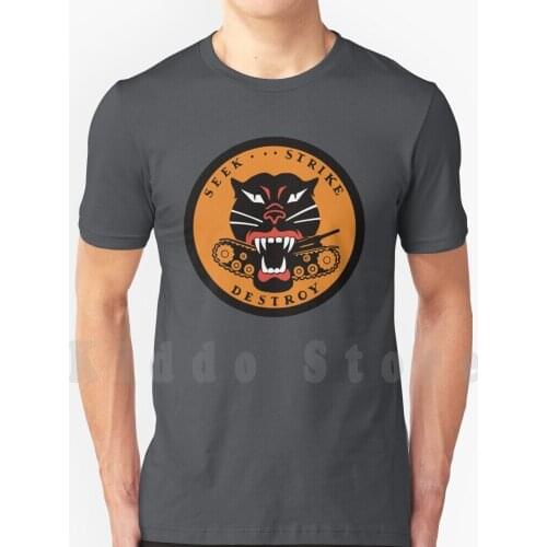 Tank Destroyer Panther Hellcat Patch T Shirt Print For Men Cotton New Cool Tee Tank Destroyer Tank Ww2 World War 2 M10 Army Ww2