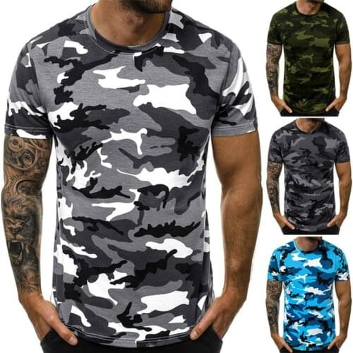 Men Shirts Camouflage Short Sleeve T Shirt Spring Summer Mens Clothing Harajuku T-shirts Polyester Round Neck Slim Tee Tops