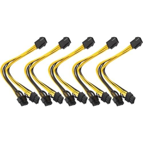 HOT-5Pcs 6Pin To 2X8pin(6+2) Cable For BTC Miner Graphics Card Power Splitter Cable PCIE 6Pin To Dual 8Pin Power Cable