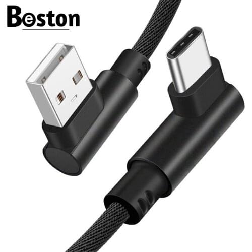 90 Degree USB Type C Cable Fast Charging Cable - For Redmi Note 8 Pro Samsung S10 S9 USB-C Cable 1M 2M Charger Data Cord