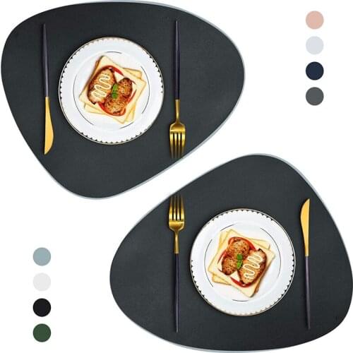 Leather Placemats, Dining Table Mats Heat-Resistant Non-Slip Washable Insulation Coffee Mats Coasters Kitchen Place Mats