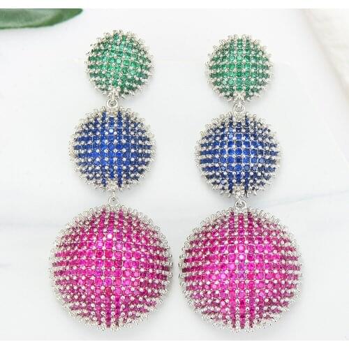 LARRAURI Trendy Charms DUBAI Ball Statement Earring For Women Jewelry Charms Cubic Zirconia Earrings Wedding Accessories