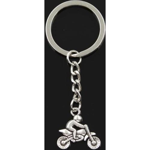 Fashion Motorcycle Motorcross Moto 21x21mm Pendant 30mm Key Chain Bronze Silver Color Men Car Gift Keychain Dropshipping