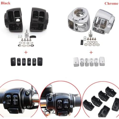 Motorcycle Chrome Switch Cap Buttons & Switch Housings Cover Kits Fit For Harley Dyna Sportster Softail Sportster 1200 883