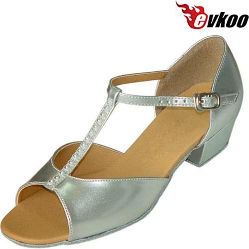 Evkoodance Ballroom Dancing Shoes China 3cm Low Heel Girls Latin Dance Shoes Pu With Diamond Material Hot Sale Evkoo-354