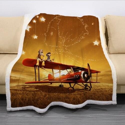 The Little Prince Blanket 3D Print Sherpa Blanket on Bed Kids Girl Flower Home Textiles Dreamlike Style 03