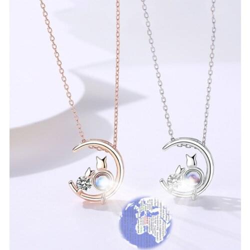 Rose Gold 100 Languages I Love You Projection 925 Silver Pendant Necklace for women Jewelry Love Memory Necklace Valentines Day