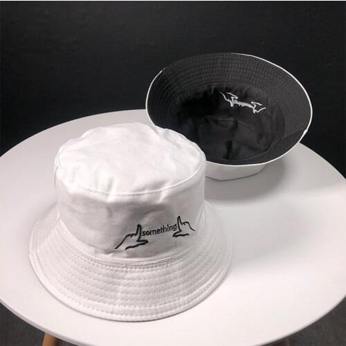 Cotton Black and White Letter Embroidery Bucket Hat Fisherman Hat Outdoor Travel Hat Sun Cap Hats for Men and Women 189