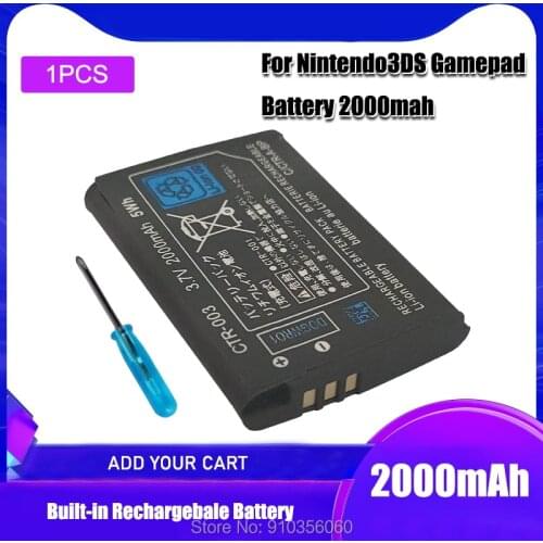1PCS 2000mAh 3.7V Rechargeable Lithium-ion Battery Pack for Nintendo 3DS Replacement battery with tools