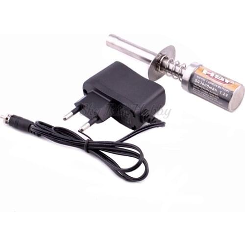 HSP RC Nitro 1.2 V 3600MAH RECHARGEABLE GLOW PLUG starter Igniter AC Charger for Gas Nitro Engine Power 1/10 1/8 RC Car