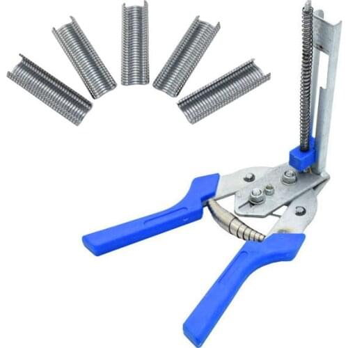 Hog Ring Plier Tool and 600pcs M Clips Staples Chicken Mesh Cage Wire Fencing Caged clamp