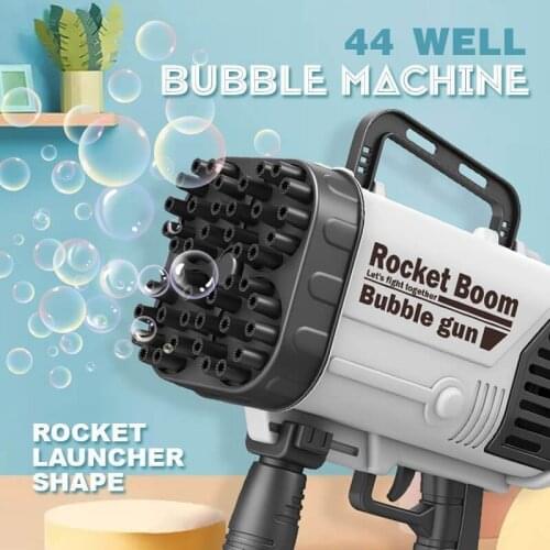 Rocket Launcher Shape Bubble Maker 44-hole Electric Bubble Machine Automatic Blower Bubbles Maker Gun for Kid Toys Children Gift