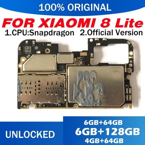 Unlocked Main Mobile Board Mainboard For Xiaomi 8 Lite Motherboard With Chips Circuits Flex Cable Full chips Good Work