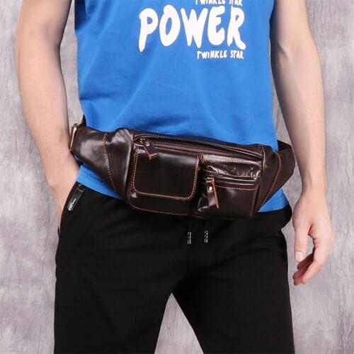 New Fashion luxury men Waist 100% Genuine Leather Waist Bag Pack outdoor sport Multifunction Bag Mans organizer For Phone Pouch