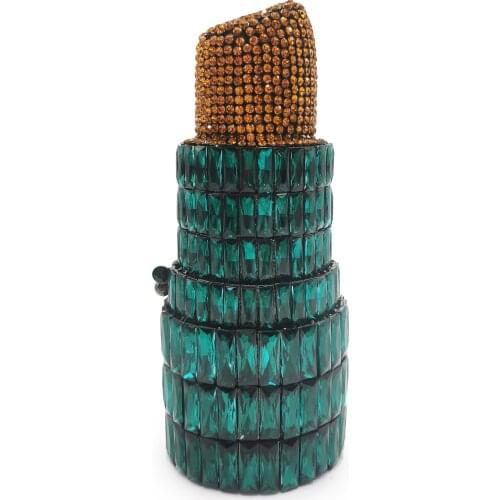 Luxury Brand Designer Evening Bags Red/Silver/Green/Black Lipstick Crystal Clutch Bags Gold Wedding Purse Handbags Clutches Bags