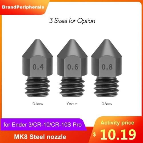 Aibecy 3pcs Hardened Steel Nozzles 0.8mm for 1.75mm filament for Creality Ender 3/CR-10/CR-10S Pro 3D Printer Hotend Extruder