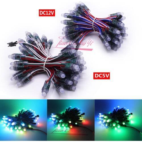 WS2811 2811 IC RGB Full Color 12mm Pixels digital 5V 12V Addressable Dream Color LED Pix els Module IP68 Waterproof Point Light