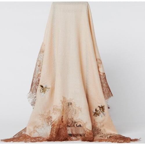 Japanese fashion retro India hand-embroidered Scarf Women hollow lace wool scarf shawl dual-use warmth