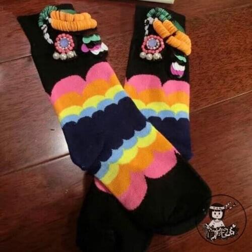2020 Real New Women Socks On Short Tube Tide Brand Pearl Fashion In Piles Of Rainbow Wave Stripe Sequins Cotton Custom Girl