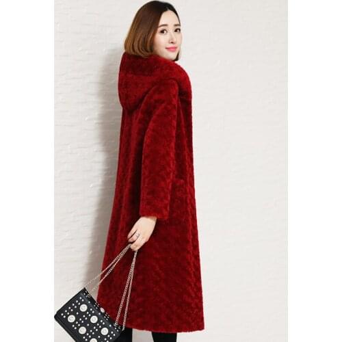 Two Sheep Shearling Winter Side Wear Real Fur Coat Wool Jacket Women Clothes 2020 Manteau Femme 99026-2 YY2228