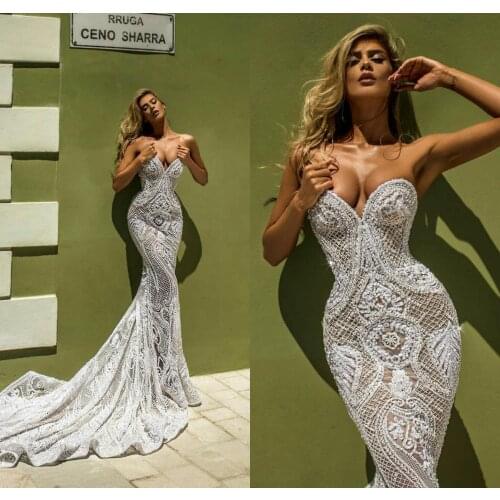 2021 Sexy Mermaid Wedding Dresses Sweetheart Beaded Gorgeous Bridal Gowns Nigerian Arabic Marriage Dress Robe De Mariee