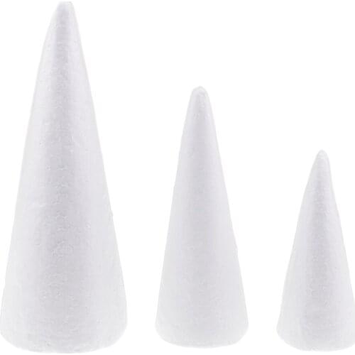 3 Pcs Cone Shape DIY Christmas Tree Styrofoam Foam for Kids Craft 15/20/25cm