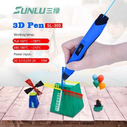 Sunlu SL-300 3D pen print with 20 pcs printing filaments Plastic 100M 1.75mm ABS temperature protection 3D pens Printer