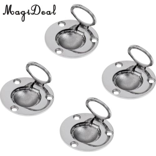 4 Pieces Boat Marine Stainless Steel Round Flush Mount Lift Lifting Ring Deck Hatch Pull Handle 49mm for Water Sports Accessory