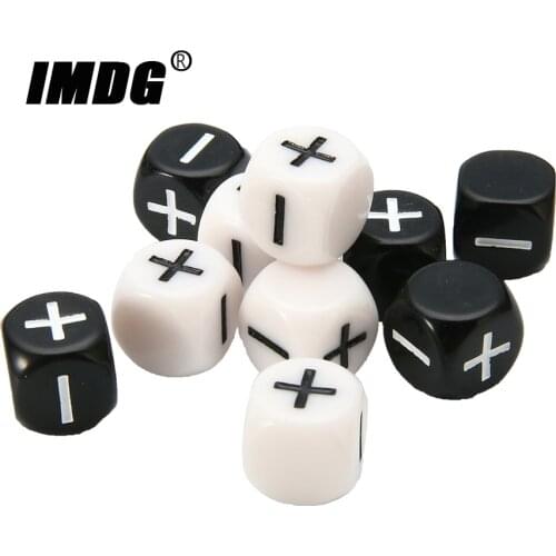 5pcs/Pack Plus Minus Signs Dice 16mm Black White Resin Mathematics Calculation + - Dice #16 Round Corner Teaching Dice
