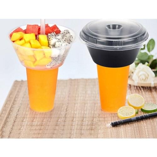 50pcs Creative party birthday cinema favor salad popcorn juice coffee milk tea cup transparent cold drink plastic cup with lid