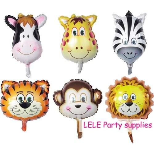 6pcs/lot Mini animal head Foil Balloons inflatable air balloon happy birthday party decorations kids baby shower party supplies